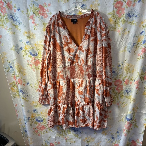Boho Orange and White Patterned Dress
June + Vie brown Paisley Dress Size 3X - Picture 1 of 7